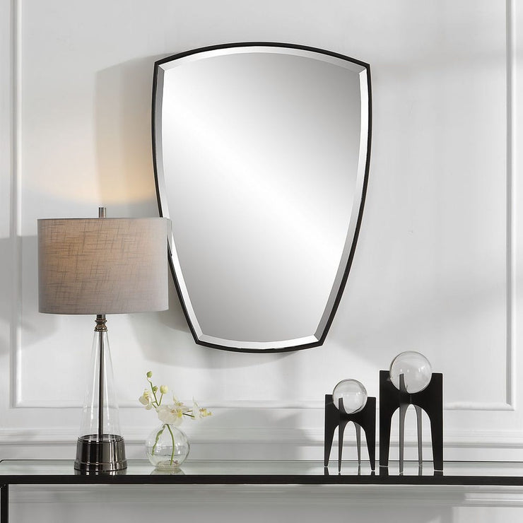 Uttermost Crest Sleek Satin Black  Mirror