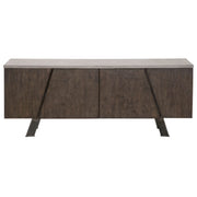 Essentials For Living Industry Ash Gray Concrete, Whiskey Oak And Distressed Black Iron Media Sideboard