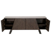 Essentials For Living Industry Ash Gray Concrete, Whiskey Oak And Distressed Black Iron Media Sideboard