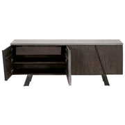 Essentials For Living Industry Ash Gray Concrete, Whiskey Oak And Distressed Black Iron Media Sideboard