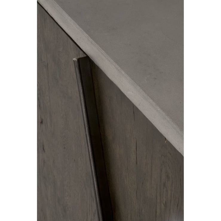 Essentials For Living Industry Ash Gray Concrete, Whiskey Oak And Distressed Black Iron Media Sideboard