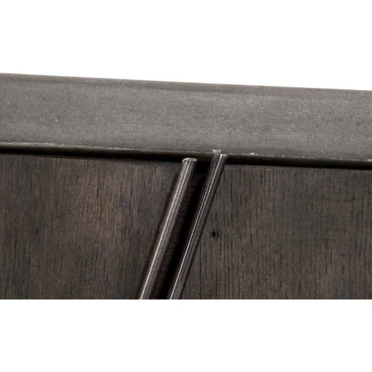Essentials For Living Industry Ash Gray Concrete, Whiskey Oak And Distressed Black Iron Media Sideboard