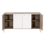 Essentials For Living Lorin Shagreen Pearl Shagreen, Natural Gray Acacia, Lucite With Brushed Silver Media Sideboard