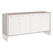 Essentials For Living Lorin Shagreen Pearl Shagreen, Natural Gray Acacia, Lucite With Brushed Silver Media Sideboard