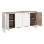 Essentials For Living Lorin Shagreen Pearl Shagreen, Natural Gray Acacia, Lucite With Brushed Silver Media Sideboard