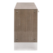 Essentials For Living Lorin Shagreen Pearl Shagreen, Natural Gray Acacia, Lucite With Brushed Silver Media Sideboard