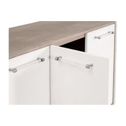 Essentials For Living Lorin Shagreen Pearl Shagreen, Natural Gray Acacia, Lucite With Brushed Silver Media Sideboard