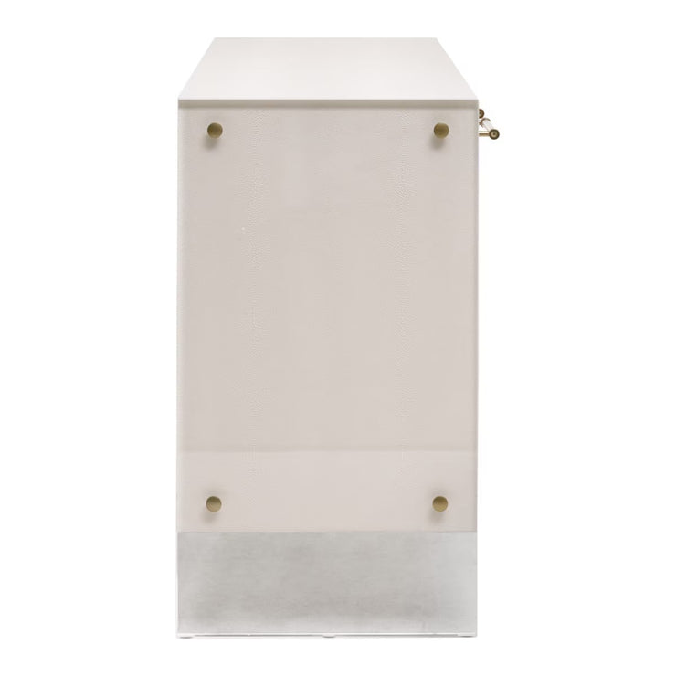Essentials For Living Sonia Shagreen Pearl Shagreen, Lucite With Brushed Brass Media Sideboard