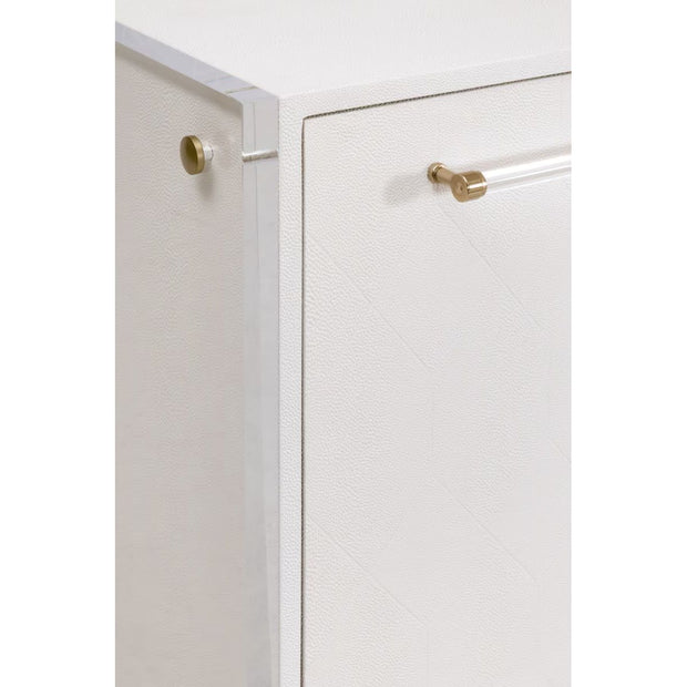 Essentials For Living Sonia Shagreen Pearl Shagreen, Lucite With Brushed Brass Media Sideboard
