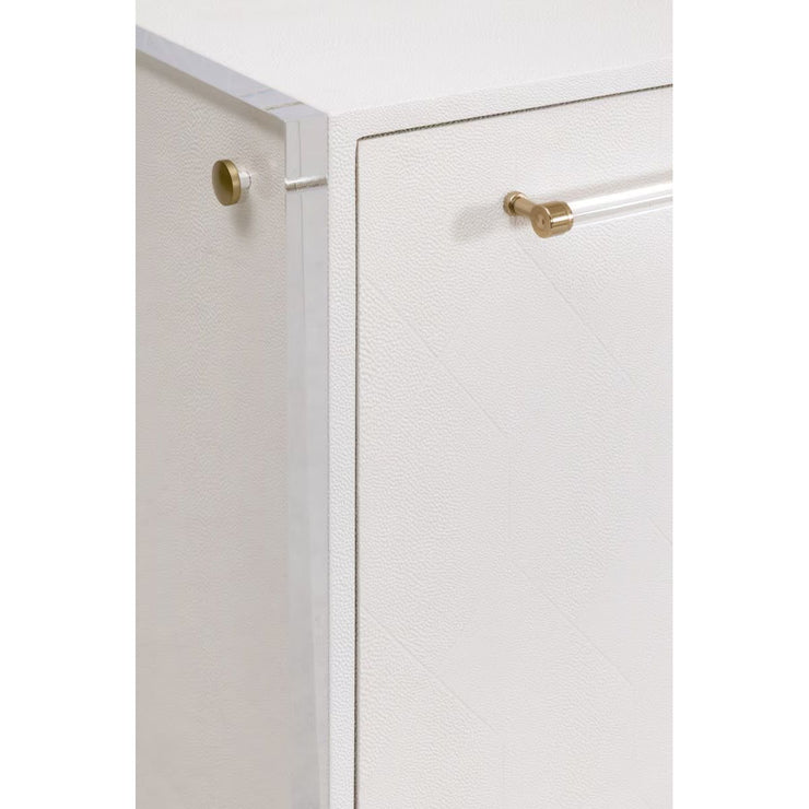 Essentials For Living Sonia Shagreen Pearl Shagreen, Lucite With Brushed Brass Media Sideboard