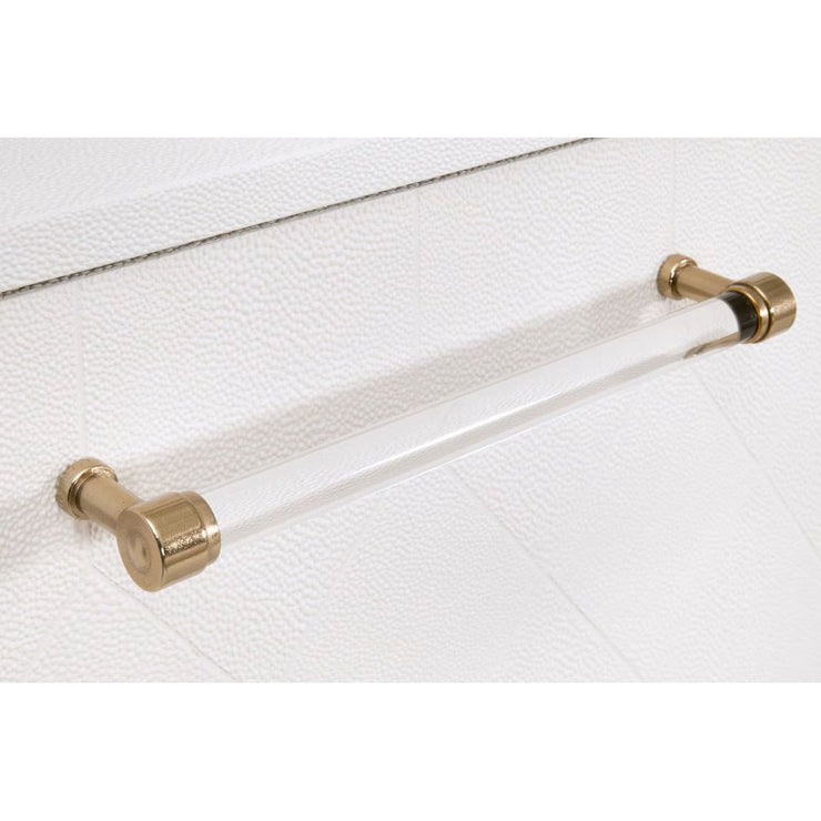 Essentials For Living Sonia Shagreen Pearl Shagreen, Lucite With Brushed Brass Media Sideboard