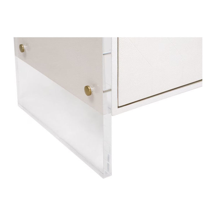 Essentials For Living Sonia Shagreen Pearl Shagreen, Lucite With Brushed Brass Media Sideboard