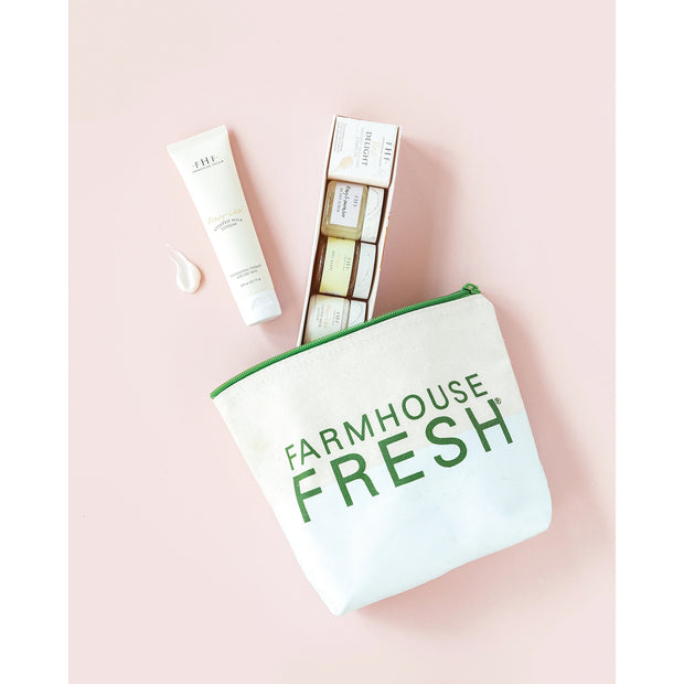 Farmhouse Fresh Velvet Slippers Limited Edition Gift Set ~ Pedi Delight Sampler, Honey Chai Lotion and Cosmetic Bag