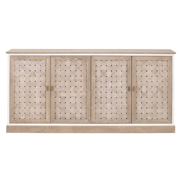 Essentials For Living Weave Smoke Gray Oak With White Painted Oak Media Sideboard