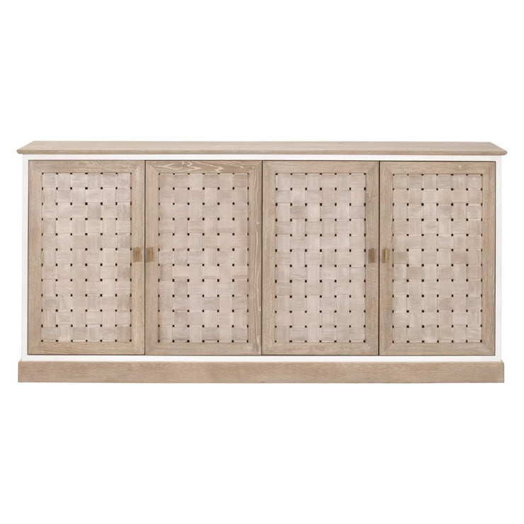 Essentials For Living Weave Smoke Gray Oak With White Painted Oak Media Sideboard