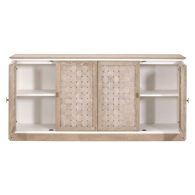 Essentials For Living Weave Smoke Gray Oak With White Painted Oak Media Sideboard