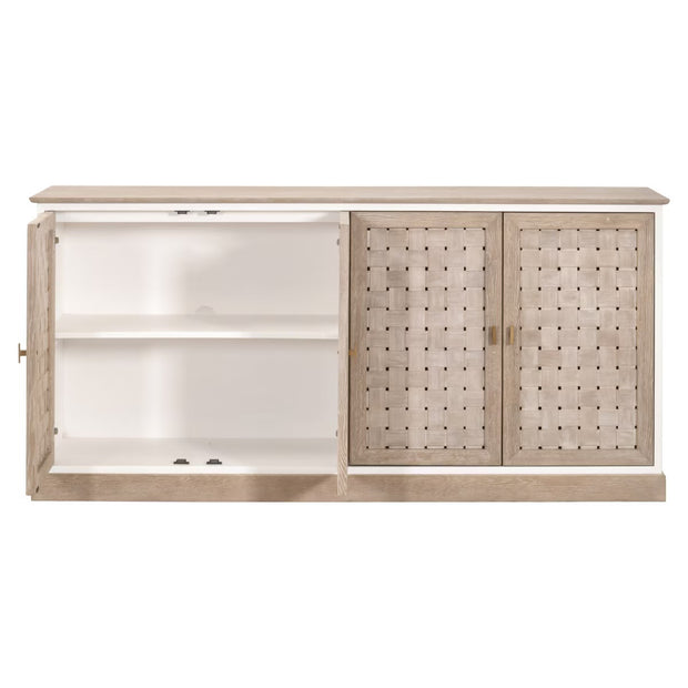 Essentials For Living Weave Smoke Gray Oak With White Painted Oak Media Sideboard
