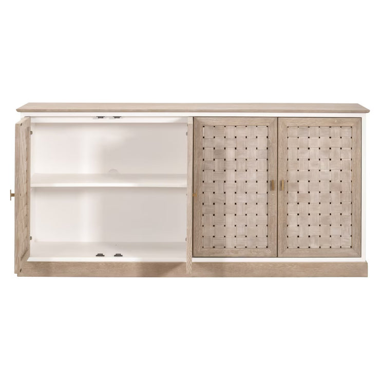 Essentials For Living Weave Smoke Gray Oak With White Painted Oak Media Sideboard