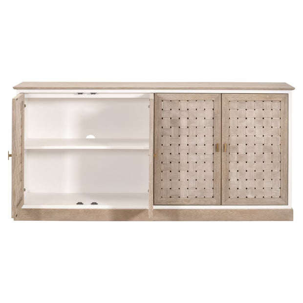 Essentials For Living Weave Smoke Gray Oak With White Painted Oak Media Sideboard