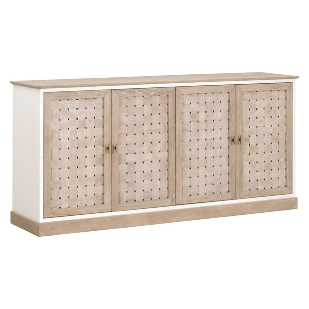 Essentials For Living Weave Smoke Gray Oak With White Painted Oak Media Sideboard