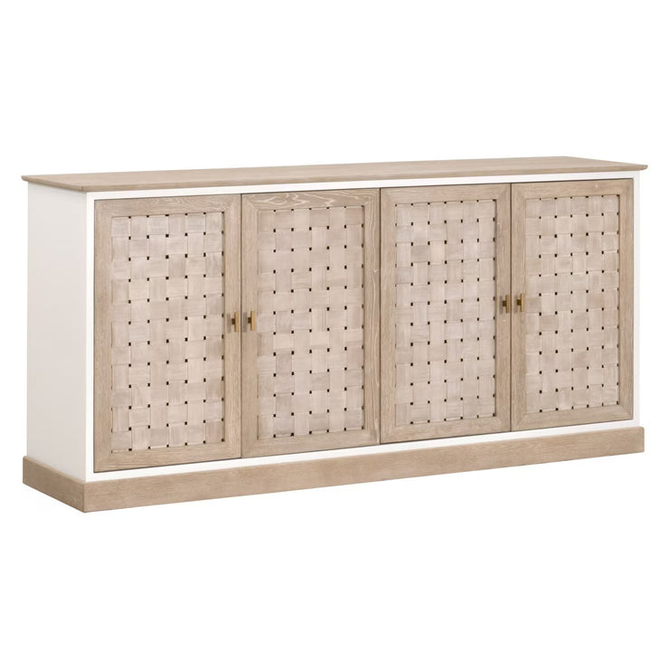 Essentials For Living Weave Smoke Gray Oak With White Painted Oak Media Sideboard