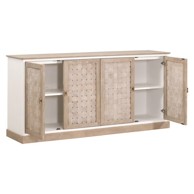 Essentials For Living Weave Smoke Gray Oak With White Painted Oak Media Sideboard