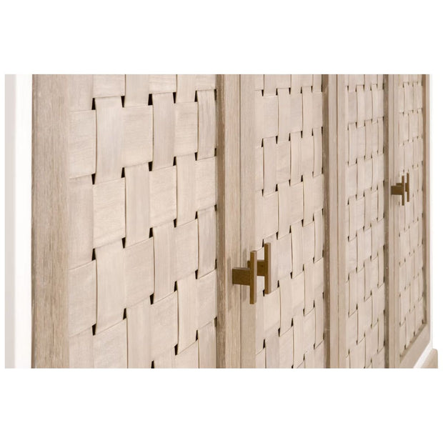 Essentials For Living Weave Smoke Gray Oak With White Painted Oak Media Sideboard