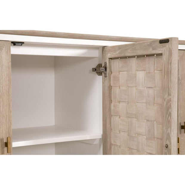 Essentials For Living Weave Smoke Gray Oak With White Painted Oak Media Sideboard