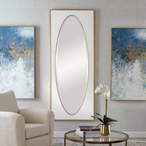 Uttermost Danbury White And Gold Leaf Mirror