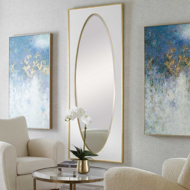 Uttermost Danbury White And Gold Leaf Mirror