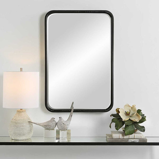 Uttermost Santa Cruz White Braided Rope with Matte Black Mirror