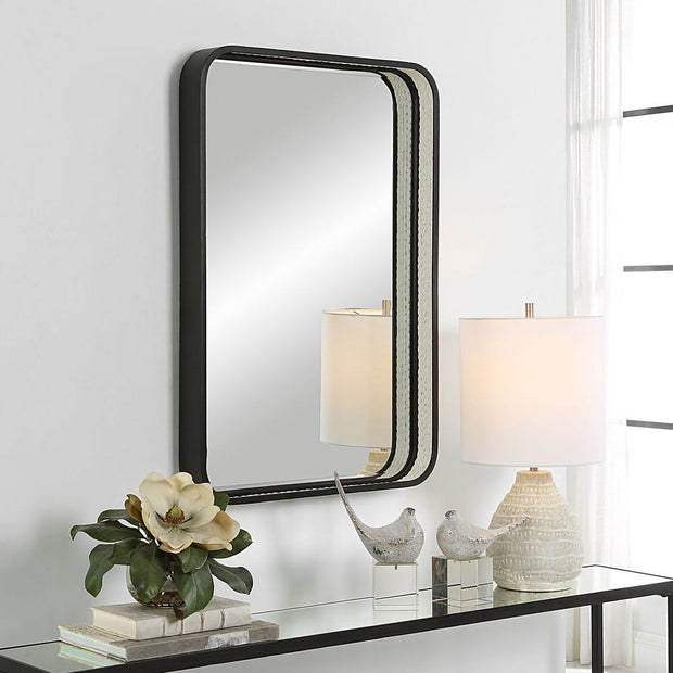 Uttermost Santa Cruz White Braided Rope with Matte Black Mirror