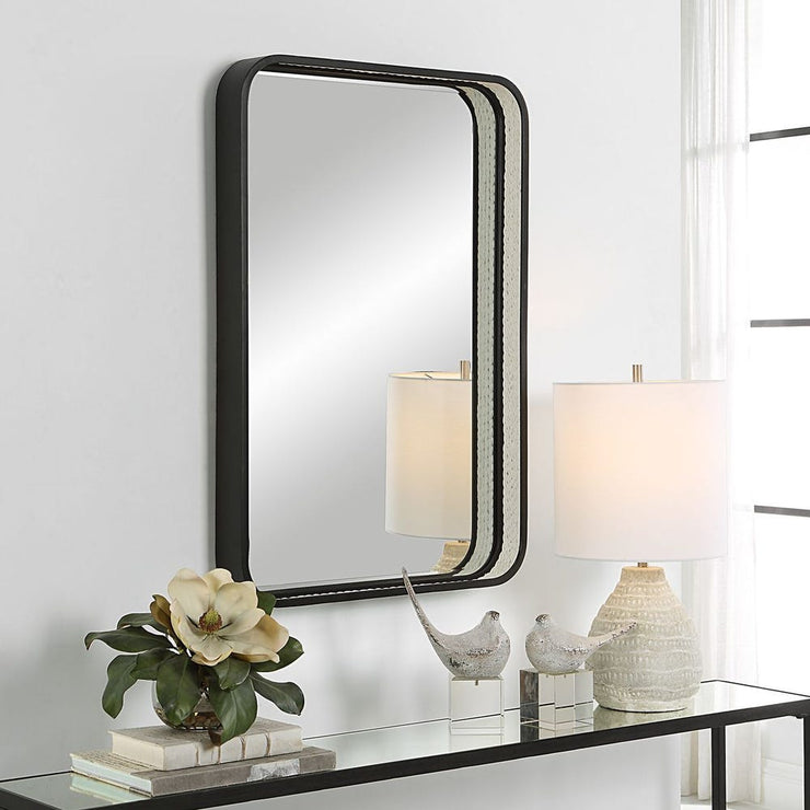 Uttermost Santa Cruz White Braided Rope with Matte Black Mirror