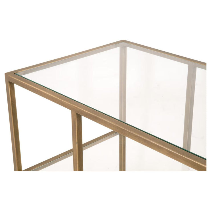 Essentials For Living Beakman Low Brass and Glass Selves Bookcase