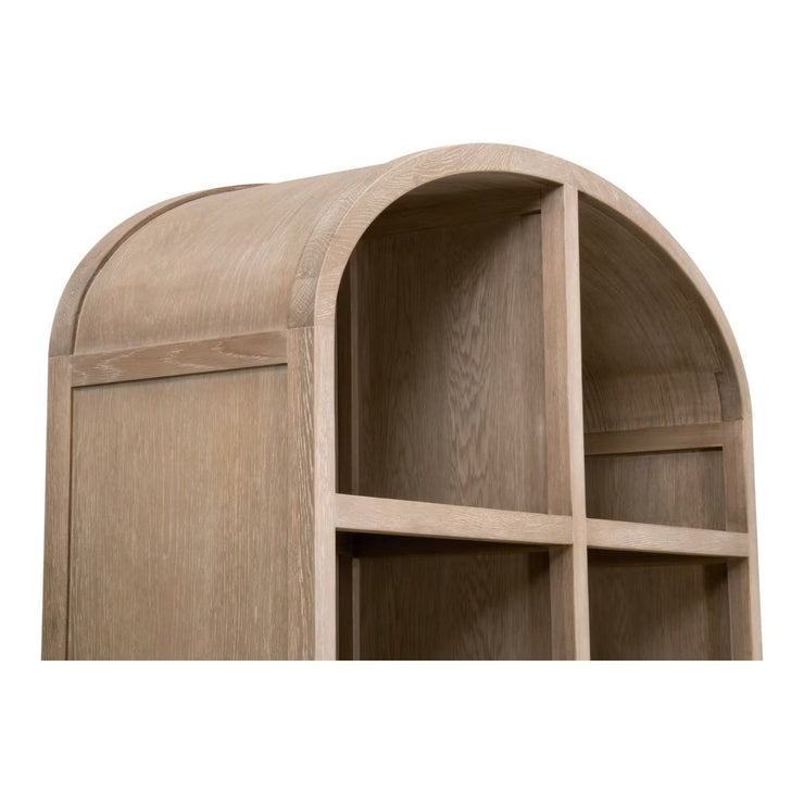 Essentials For Living Cane Storage Smoke Gray Oak And Smoke Gray Cane Bookcase