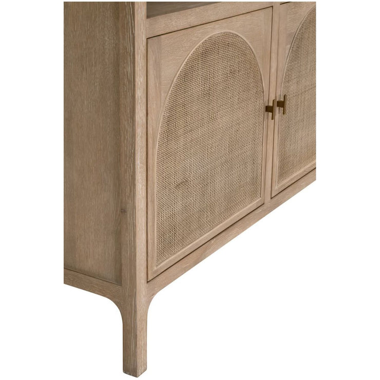 Essentials For Living Cane Storage Smoke Gray Oak And Smoke Gray Cane Bookcase