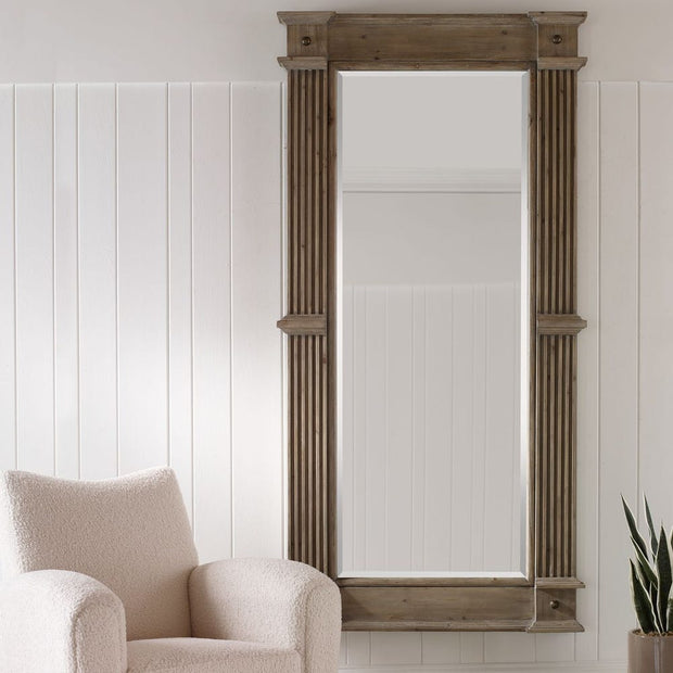 Uttermost McAllister Carved Fir Wood With Wood Grain Mirror