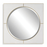 Uttermost Cyprus White Faux Shagreen Leather Wrapped Square Mirror
