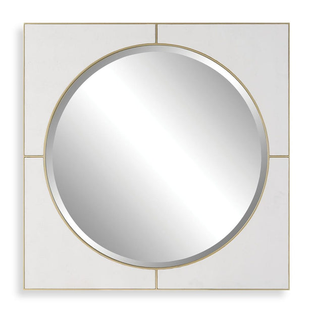 Uttermost Cyprus White Faux Shagreen Leather Wrapped Square Mirror