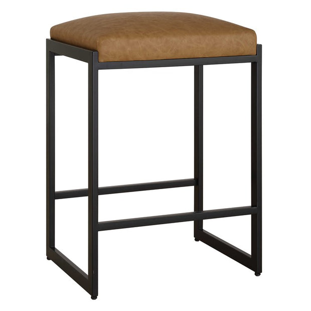 Uttermost Atticus Counter Stool ~ Camel Faux Leather Cushioned Seat