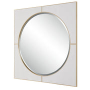 Uttermost Cyprus White Faux Shagreen Leather Wrapped Square Mirror