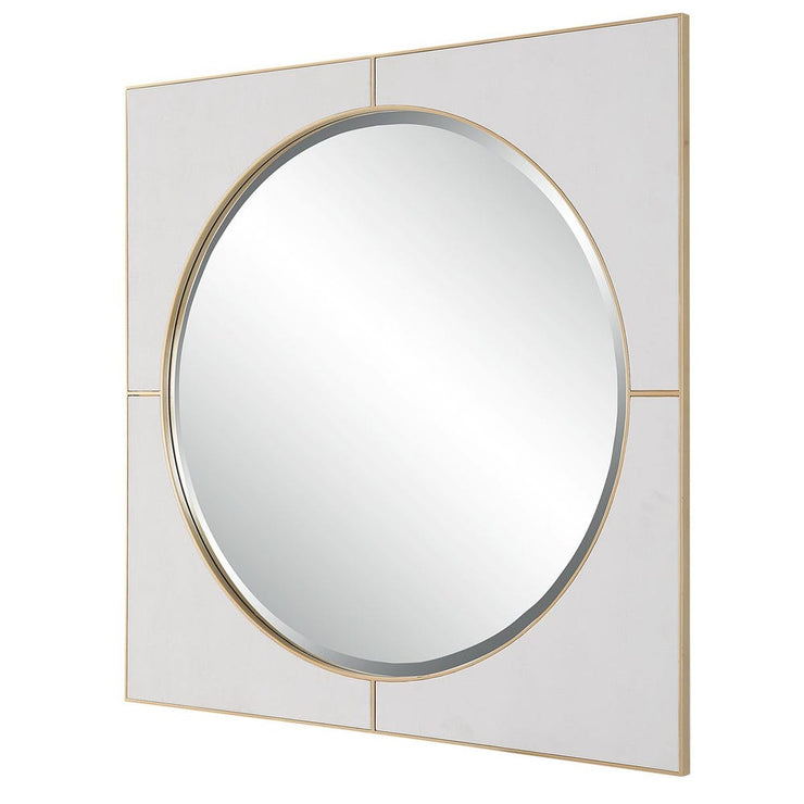 Uttermost Cyprus White Faux Shagreen Leather Wrapped Square Mirror