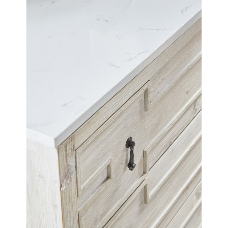 Essentials For Living Emerie White Wash Pine With White Quartz Entry Cabinet