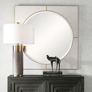 Uttermost Cyprus White Faux Shagreen Leather Wrapped Square Mirror