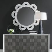 Uttermost Clematis White Natural Rattan Round Mirror