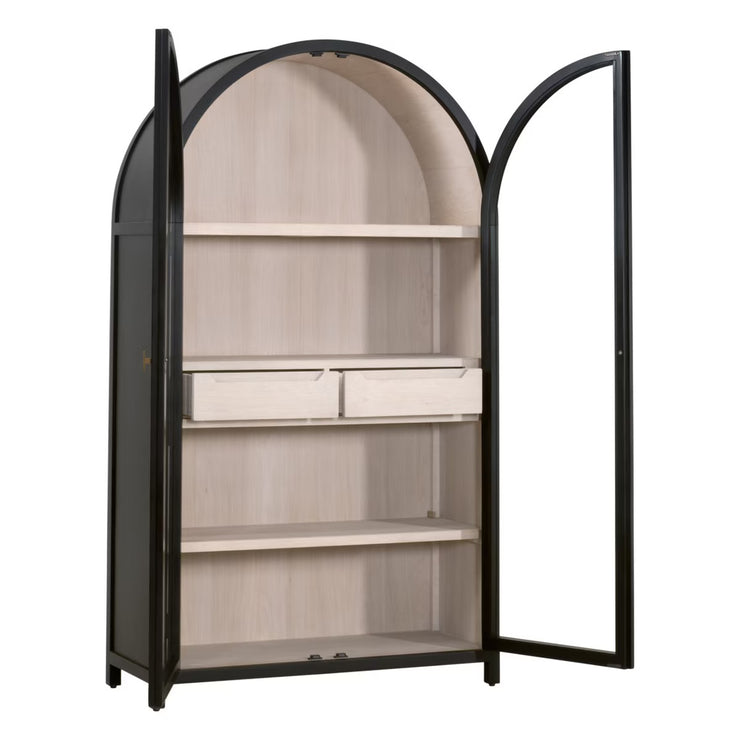 Essentials For Living Toulouse Black Birch With Natural Oak Cabinet