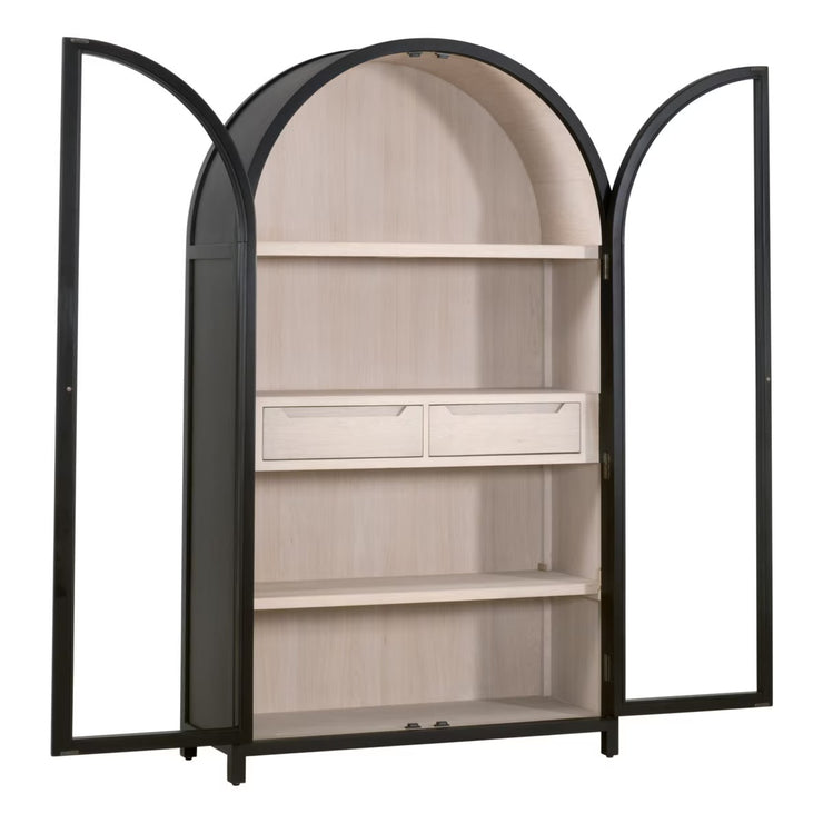 Essentials For Living Toulouse Black Birch With Natural Oak Cabinet