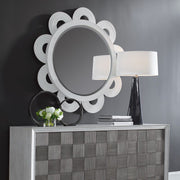 Uttermost Clematis White Natural Rattan Round Mirror
