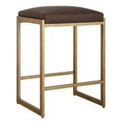 Uttermost Atticus Counter Stool ~ Cocoa Faux Leather Cushioned Seat