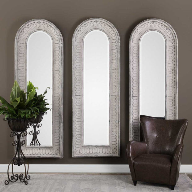 Uttermost Argenton Distressed Ivory Wash Arch Mirror
